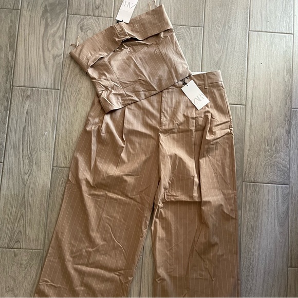 Zara | NWT! SET! Stripe Strapless Top & Trouser Pant Size: Large - Picture 4 of 8
